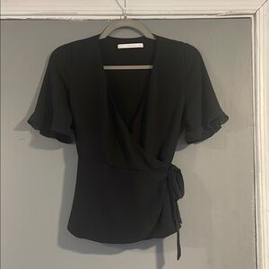 ZARA Trafulac Collection Elegant Black Wrap Top Size Small‎